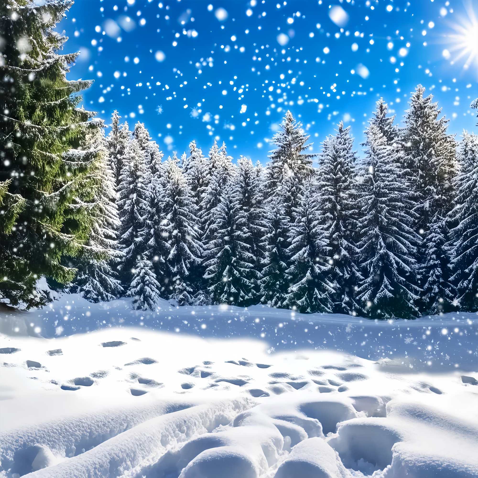 Toile de fond Noël Forêt de Sapins Givrés Étincelante LXX58-88