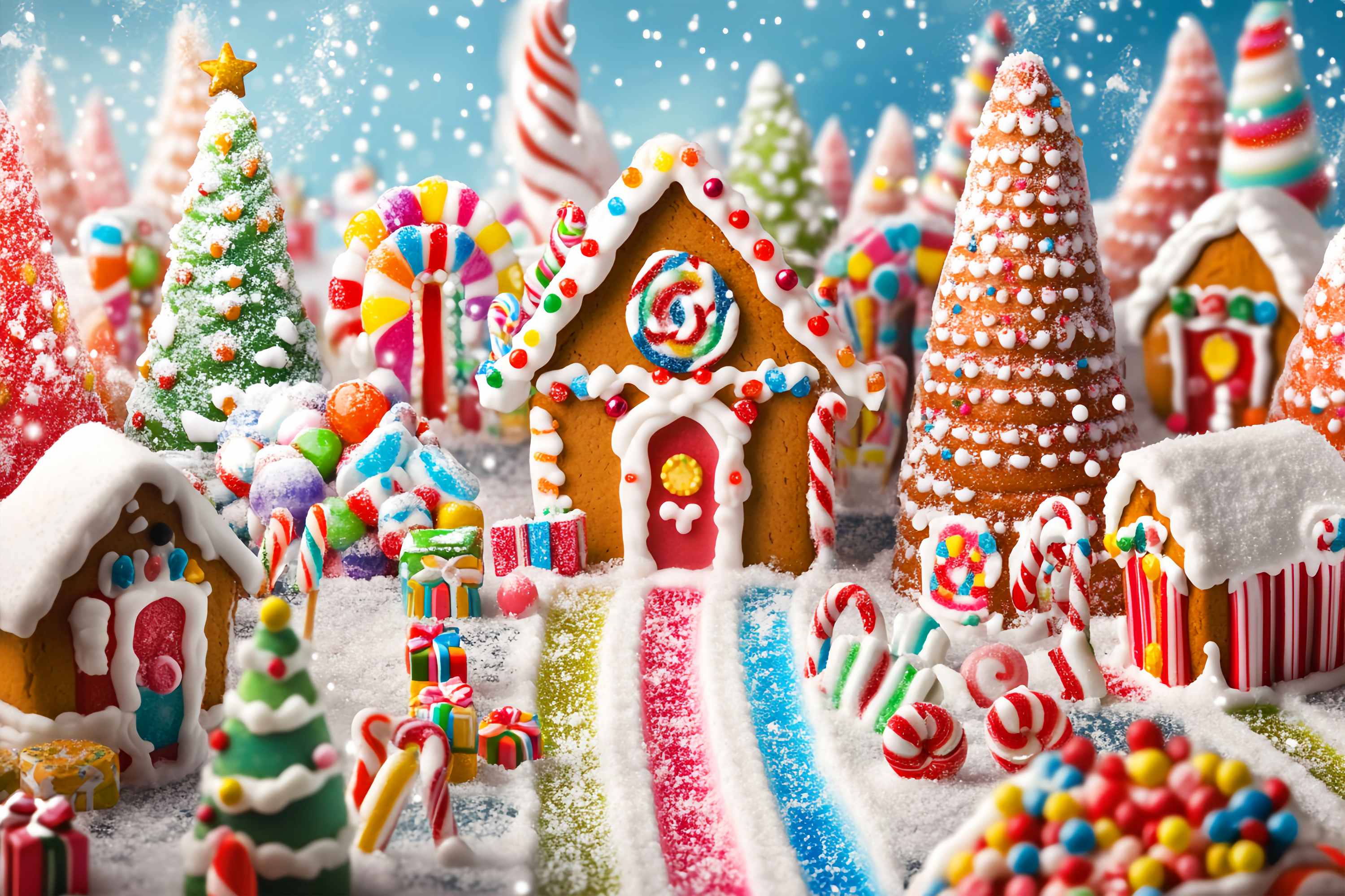 Toile de fond Noël Village Pain d’Épices Candyland LXX58-90