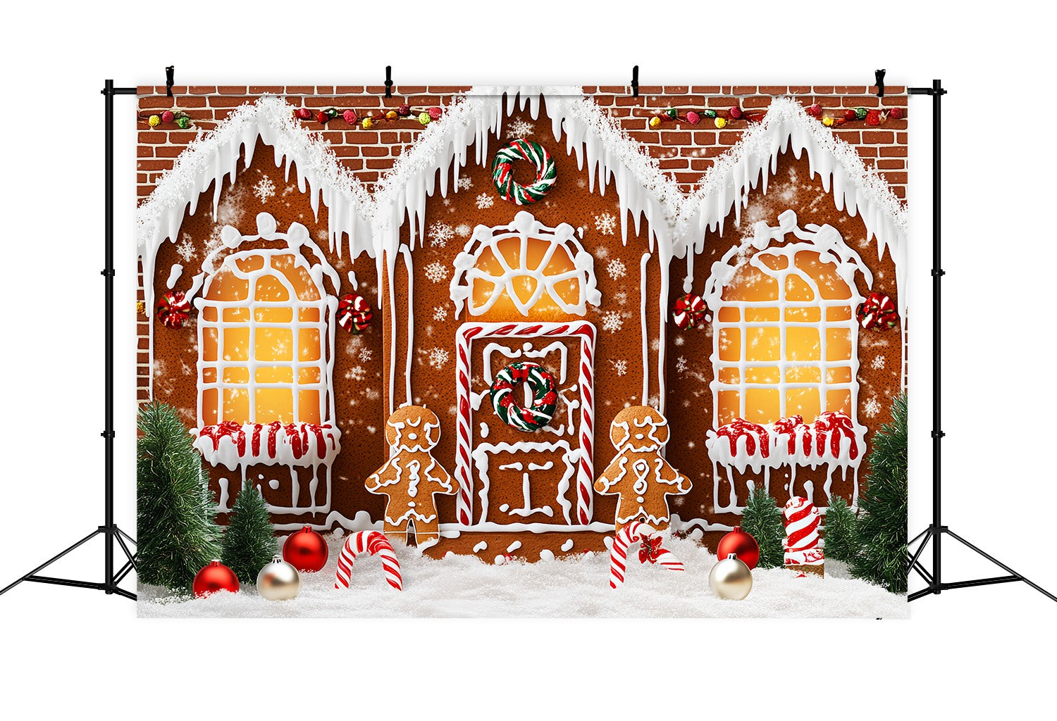 Toile de fond Noël Maison Pain d’Épices Sucre Givré LXX58-91