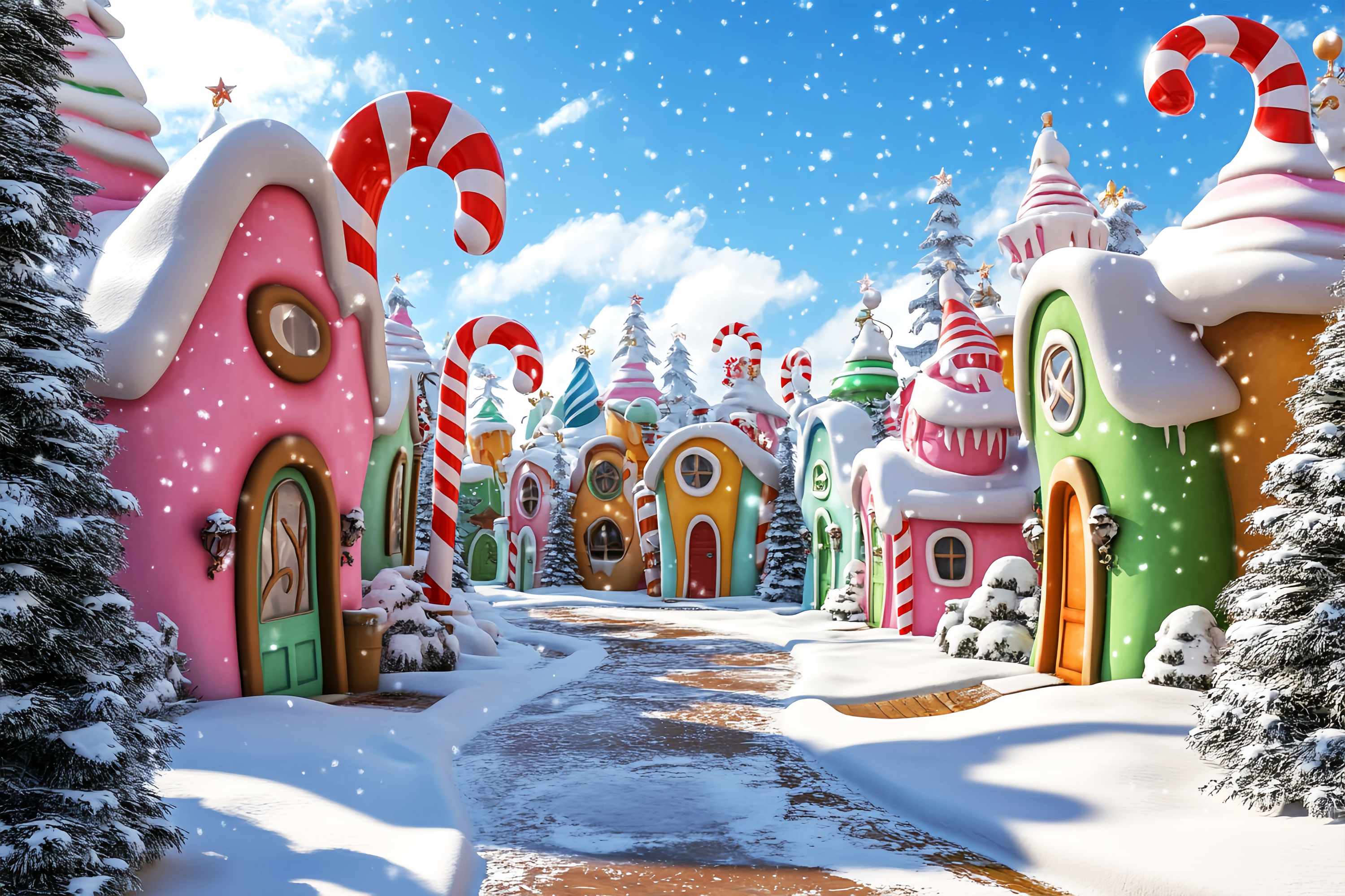 Toile de fond Noël Village Sucre d’Orge de Whoville LXX58-92