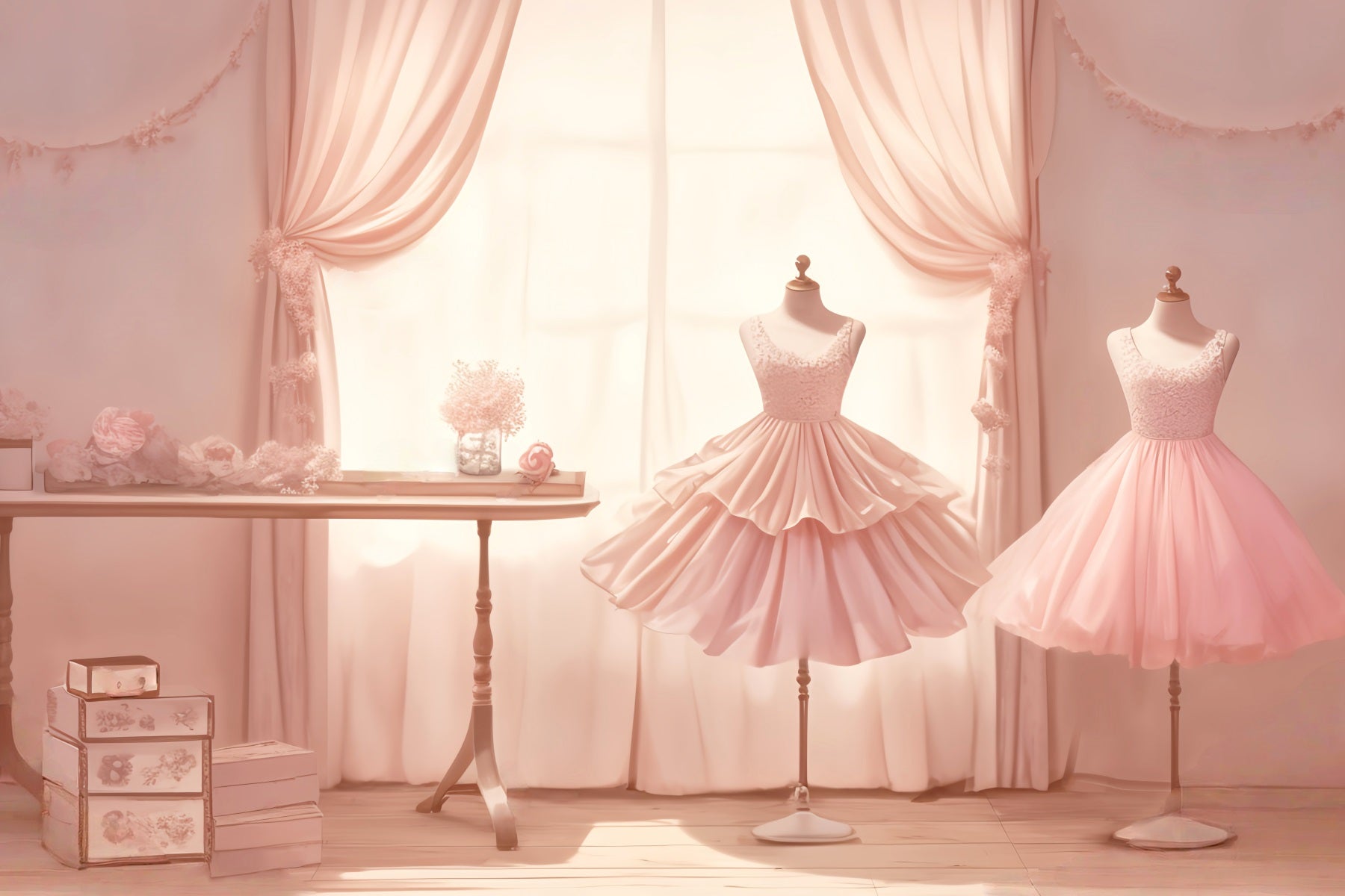 Toile de fond Danse Robe Rose Mannequin Exposition LXX59-1