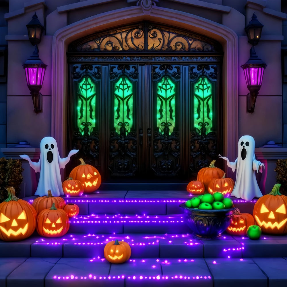 Toile Photo Halloween Fantôme Fantôme Lumineux Chemin Citrouilles LXX59-107