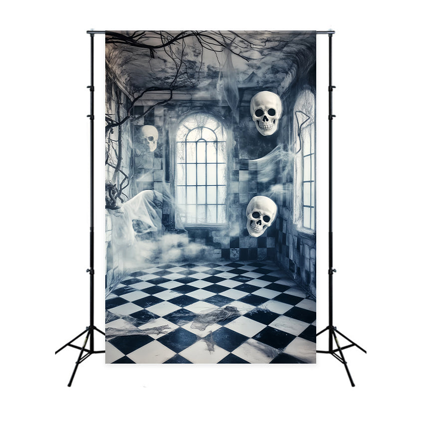 Toile De Fond Halloween Forêt Hantée Crânes Flottants Couloir LXX59-116