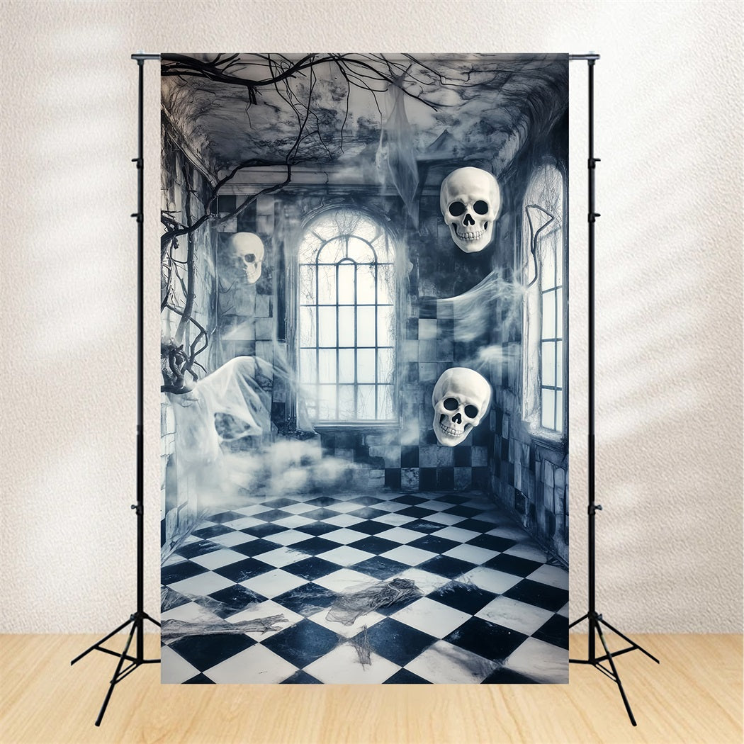 Toile De Fond Halloween Forêt Hantée Crânes Flottants Couloir LXX59-116