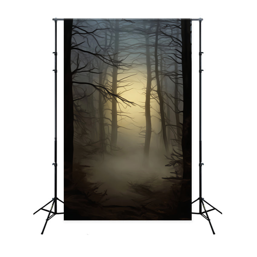 Toile De Fond Halloween Forêt Hantée Lueur Brumeuse LXX59-117