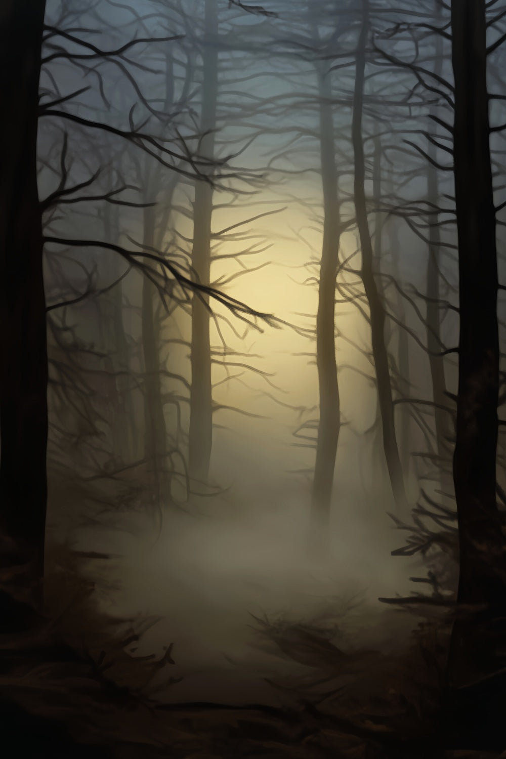 Toile De Fond Halloween Forêt Hantée Lueur Brumeuse LXX59-117