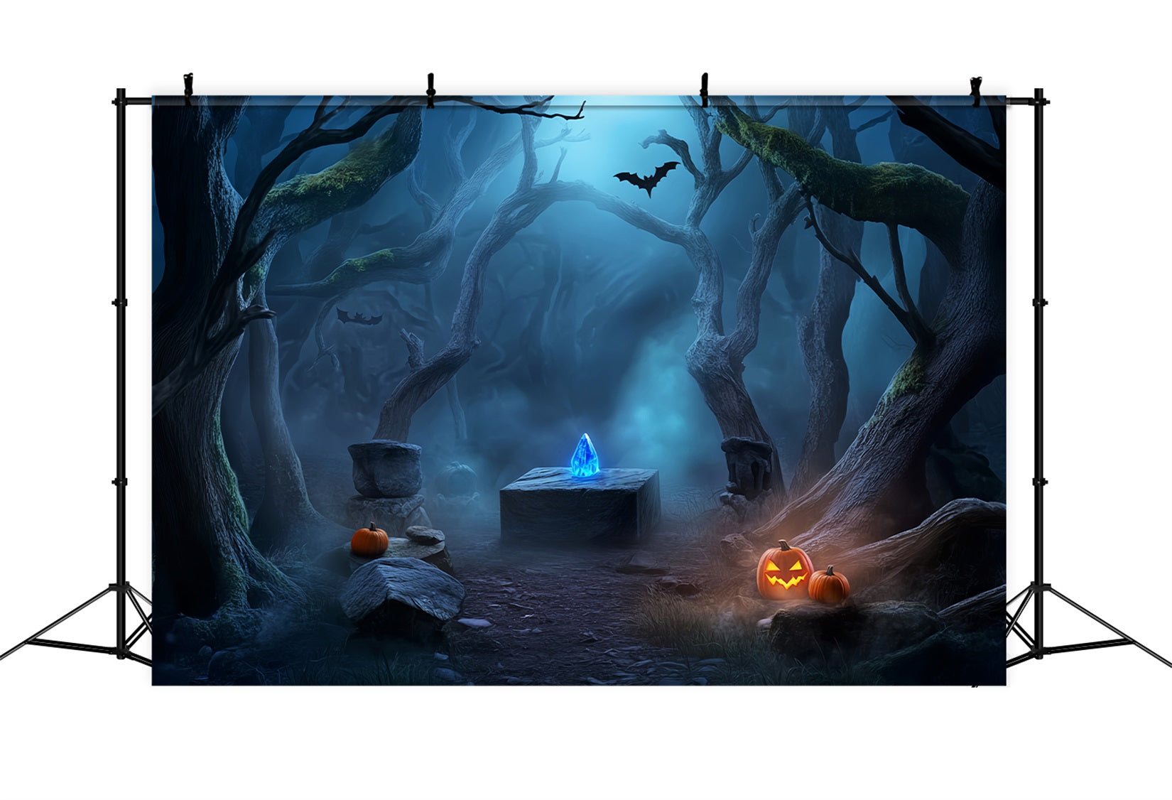 Toile De Fond Halloween Forêt Hantée Autel Cristal Bois Effrayant LXX59-119