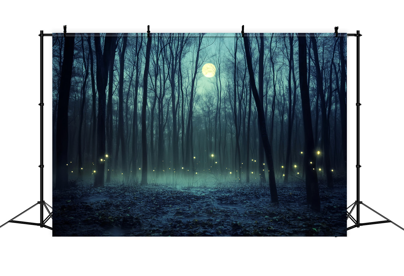 Toile De Fond Photo Halloween Forêt Hantée Forêt Clair De Lune Lucioles LXX59-121