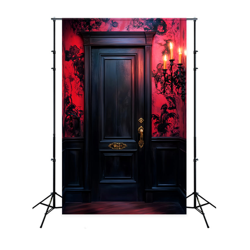 Toile De Fond Halloween Forêt Hantée Murs Pourpres Porte Gothique LXX59-127