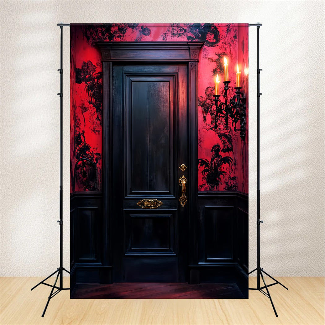 Toile De Fond Halloween Forêt Hantée Murs Pourpres Porte Gothique LXX59-127