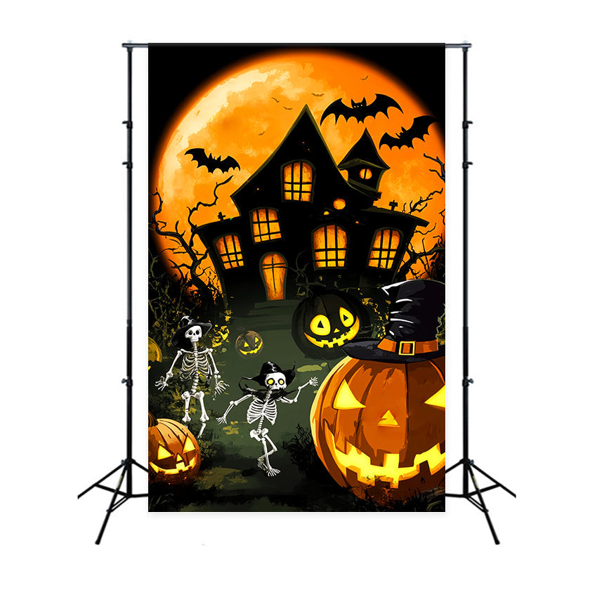 Toile De Fond Photo Halloween Forêt Hantée Manoir Parade De Squelettes LXX59-131