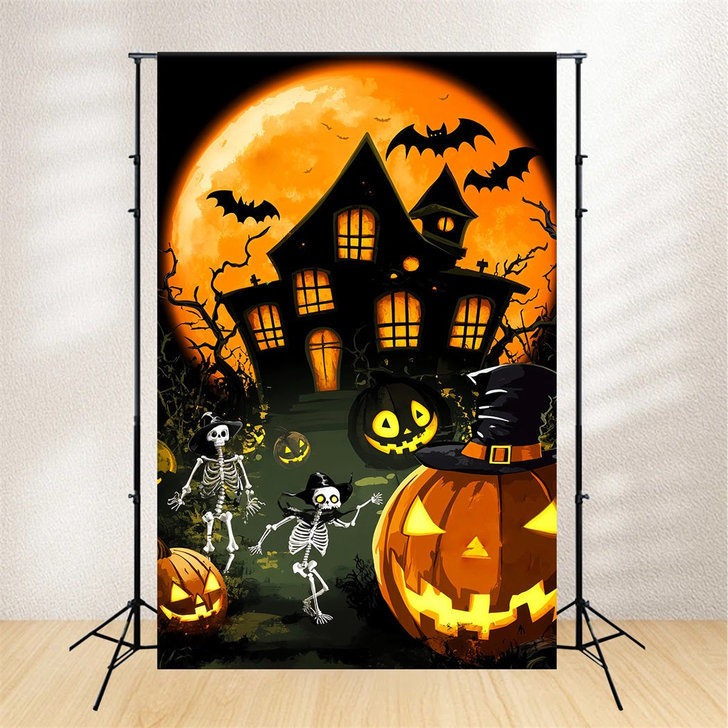 Toile De Fond Photo Halloween Forêt Hantée Manoir Parade De Squelettes LXX59-131