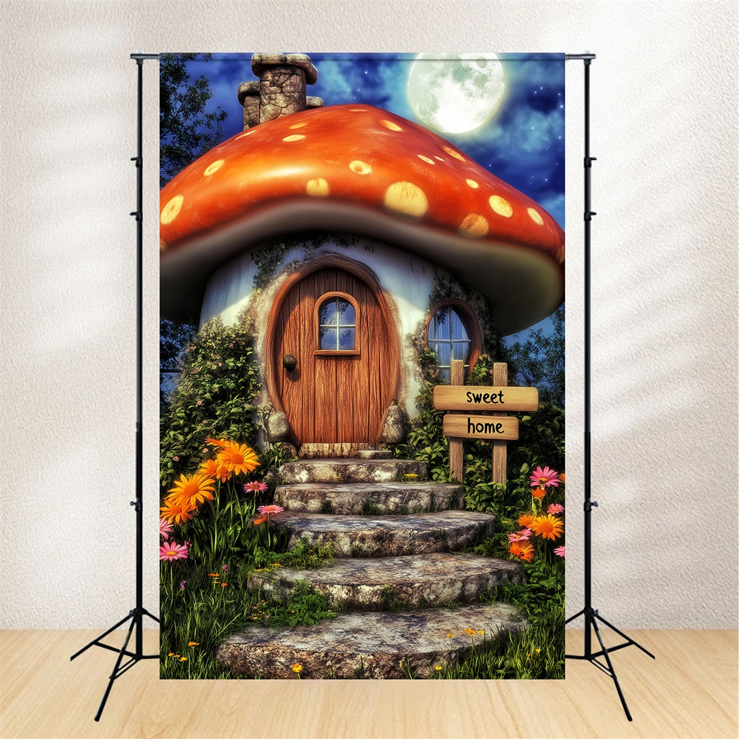 Toile De Fond Halloween Forêt Hantée Maison Champignon Fantaisiste Lune LXX59-139