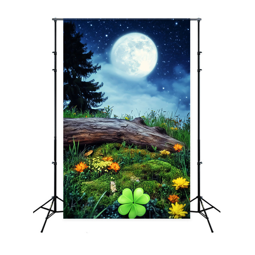 Toile De Fond Halloween Forêt Hantée Trèfle Chanceux Prairie Nuit LXX59-141