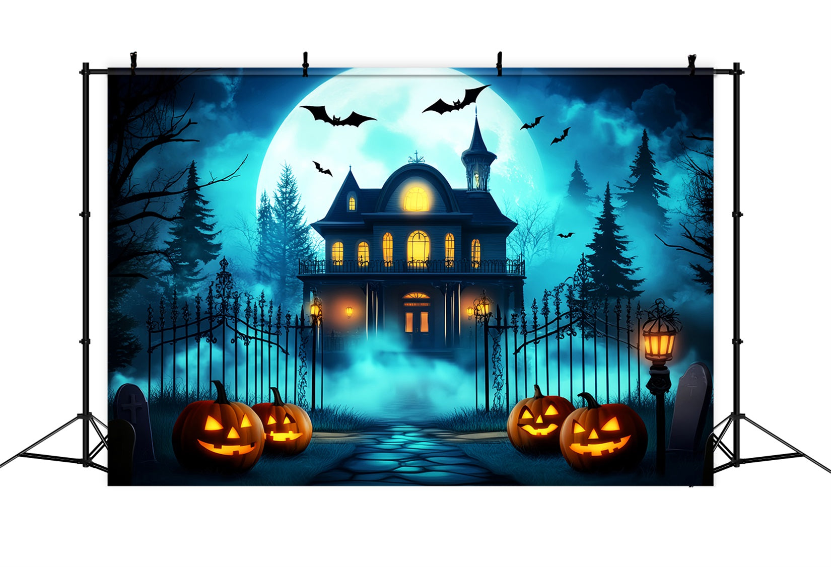 Toile De Fond Photo Halloween Citrouilles Lumineuses Portail LXX59-144