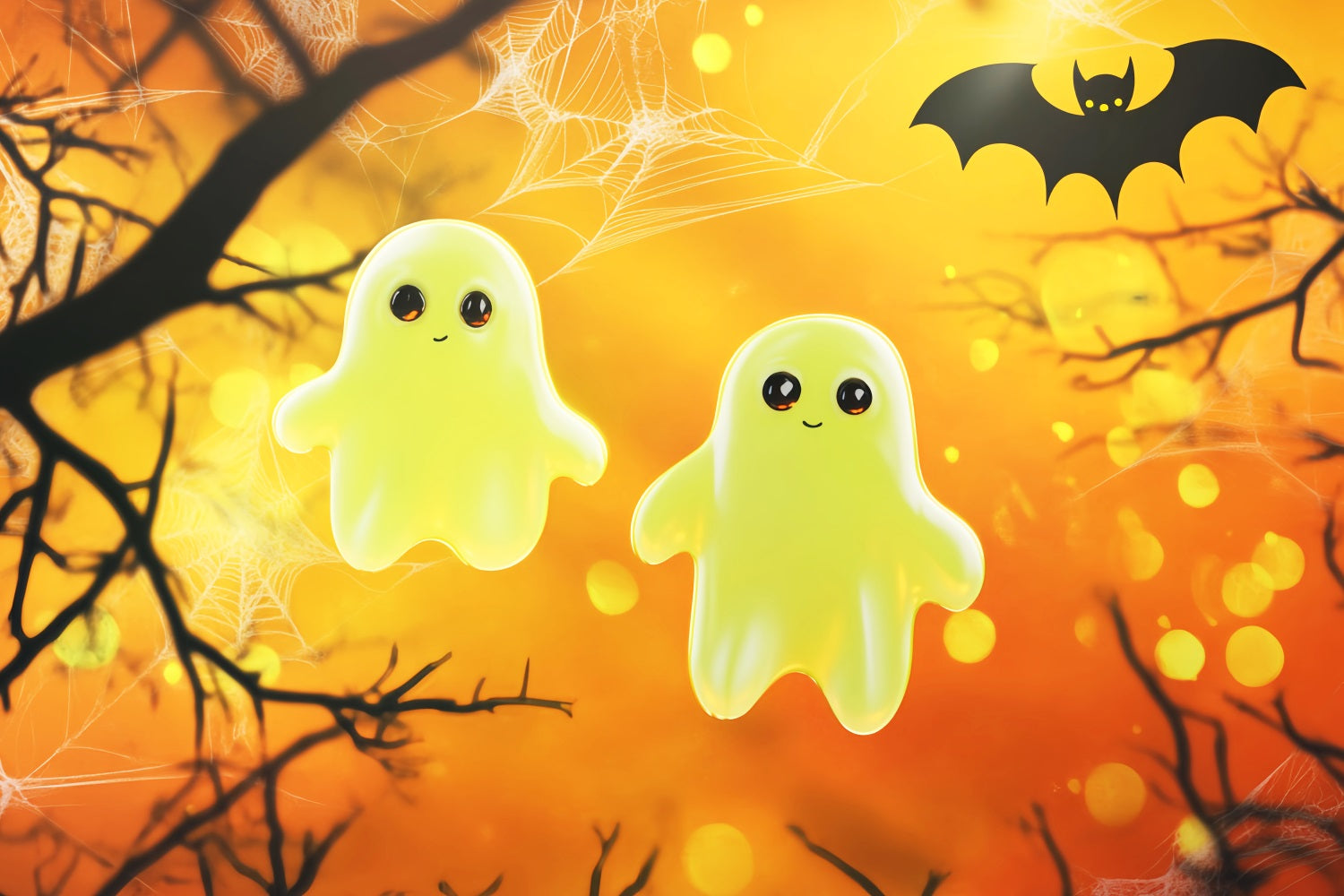 Toile De Fond Halloween Illustration Fantômes Lumineux Mignons LXX59-150