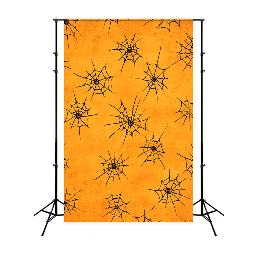 Toile De Fond Photo Halloween Fond Orange Motif Toile D’Araignée LXX59-151