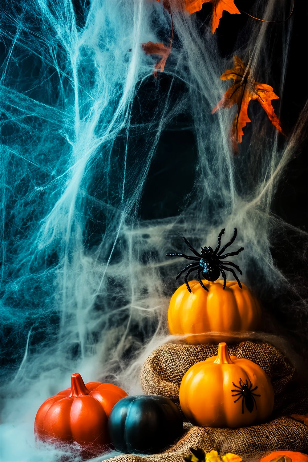 Toile De Fond Photo Halloween Citrouille Araignées Toiles Hantées LXX59-155