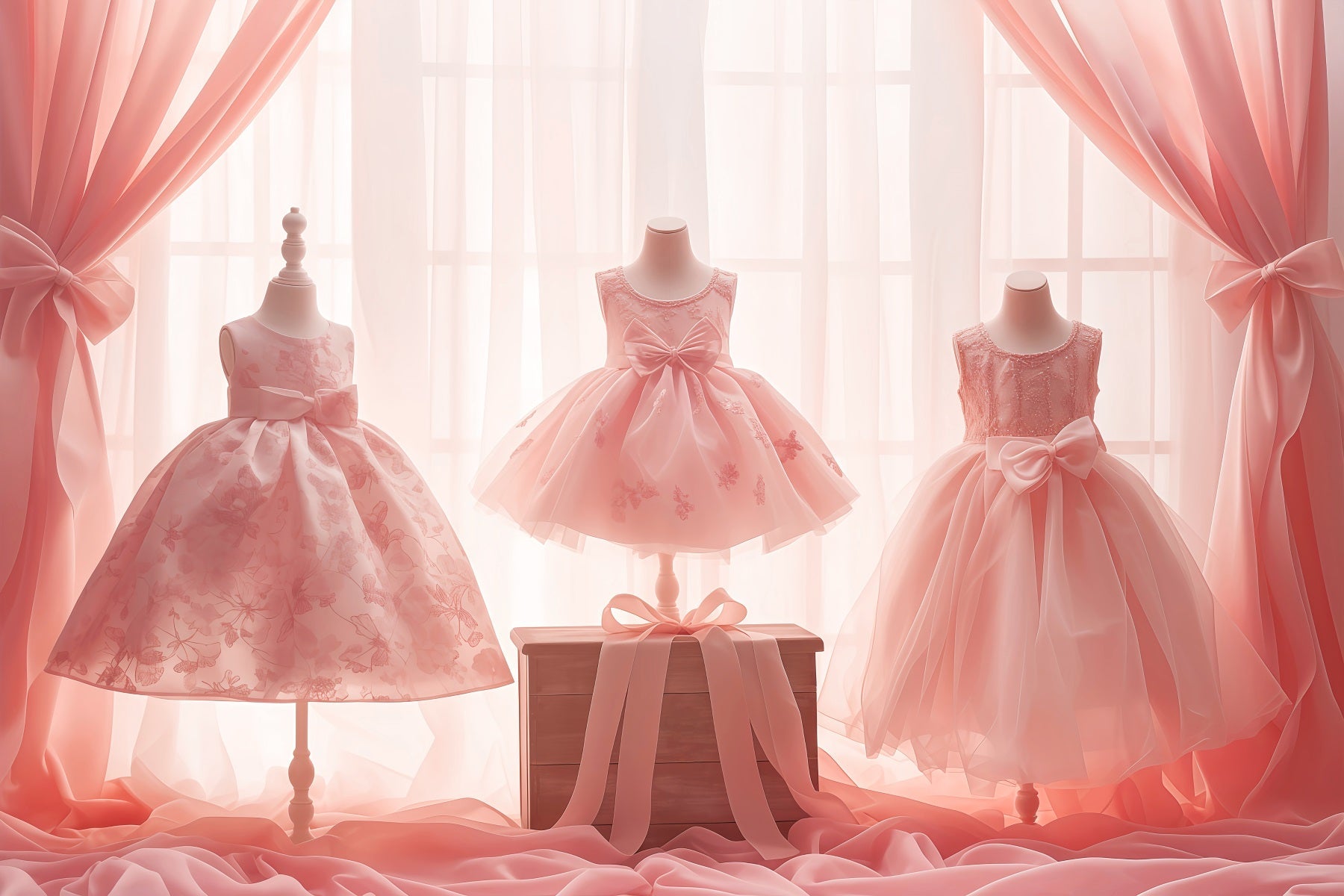 Toile de fond Danse Élégantes Robes Roses Vitrine LXX59-16