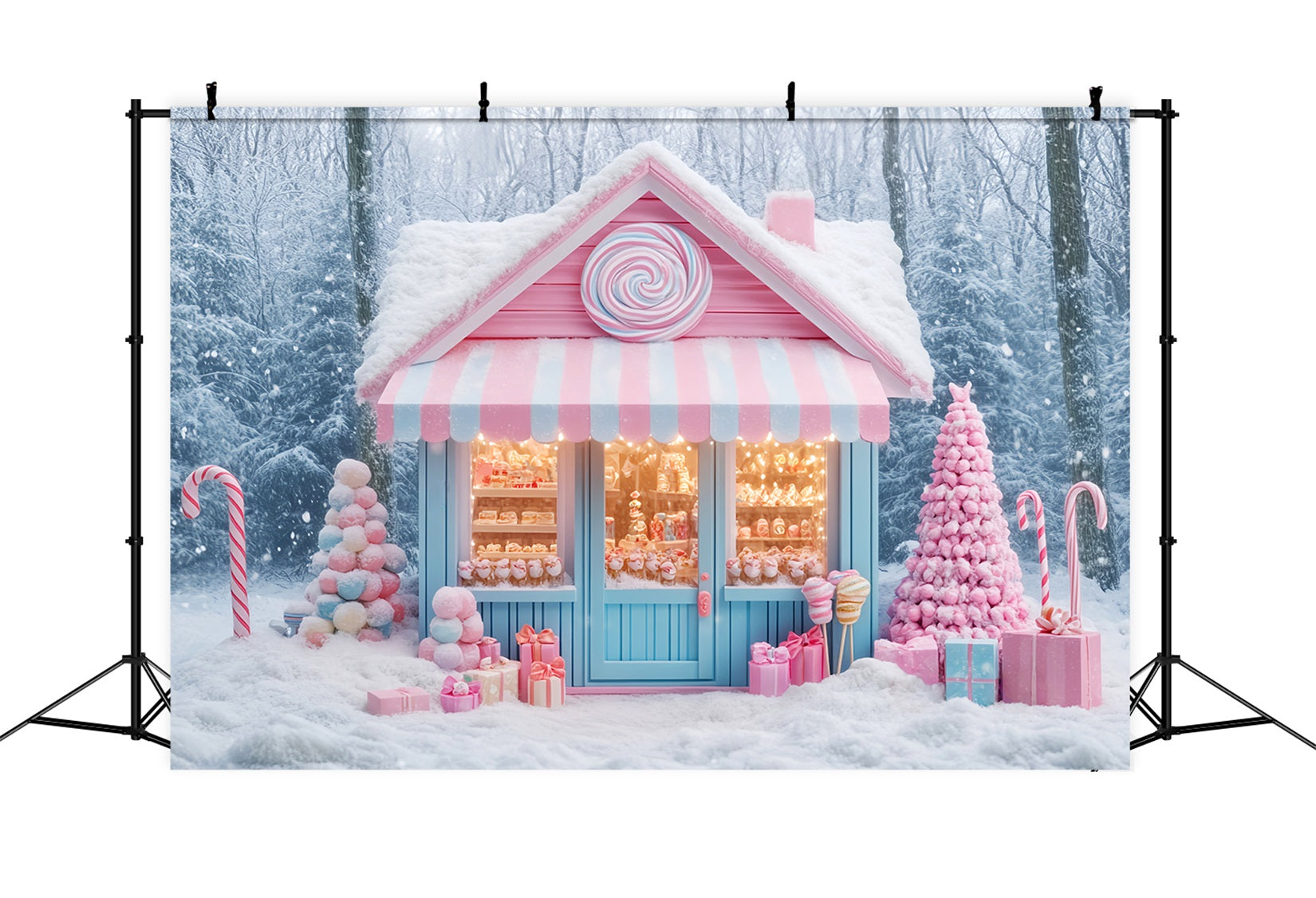 Toile de fond Noël Pays des Bonbons Boutique Hivernale Merveilleuse LXX59-162