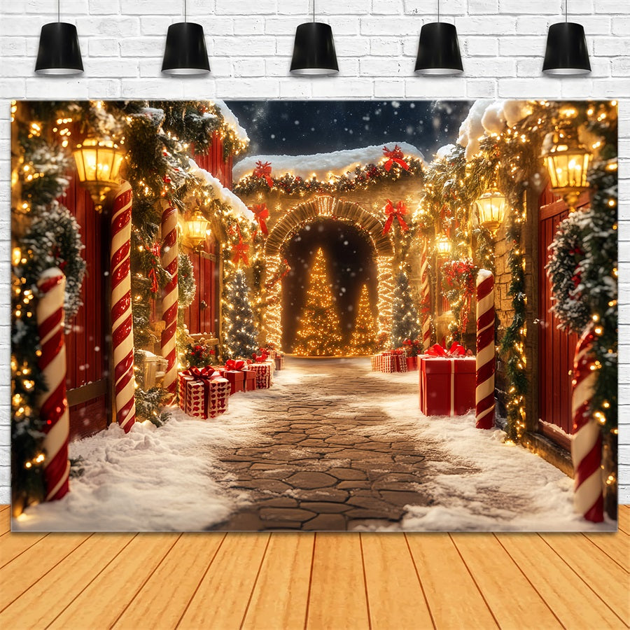 Toile de fond Noël Pays des Bonbons Allée Sucre d’Orge Lumières LXX59-167