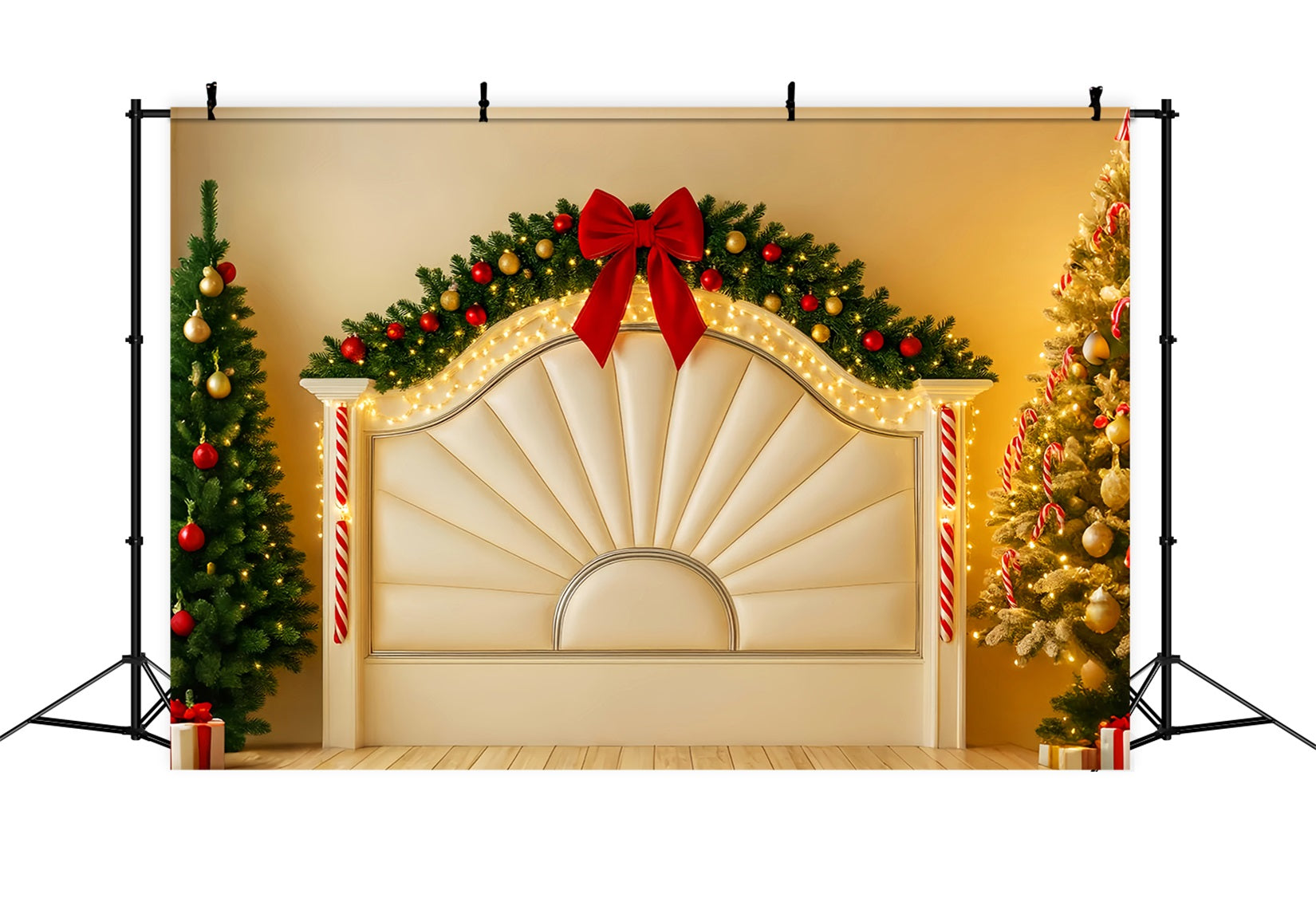 Toile de fond Noël Tête de Lit Guirlande Festive Sucre d’Orge Lueur LXX59-182