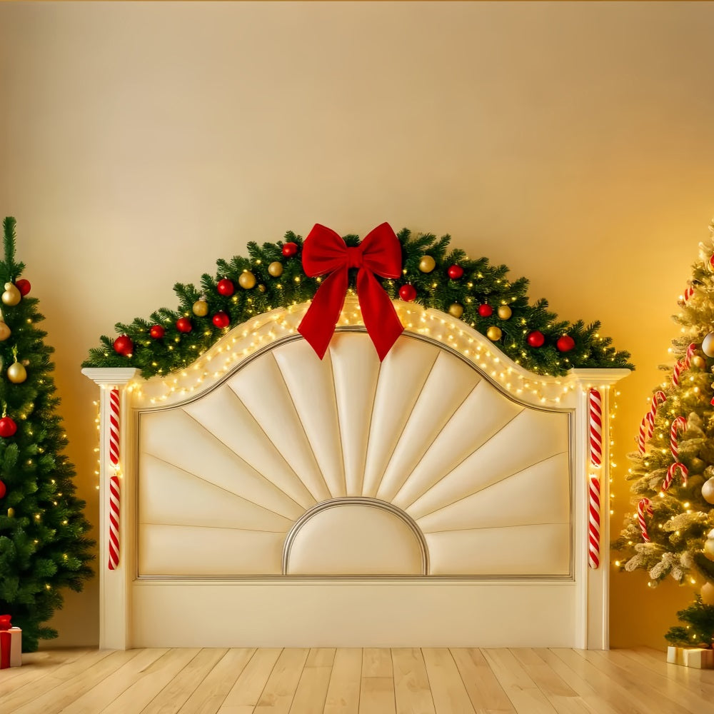 Toile de fond Noël Tête de Lit Guirlande Festive Sucre d’Orge Lueur LXX59-182