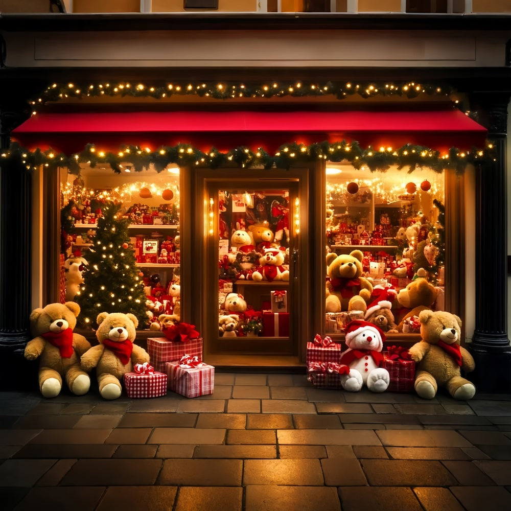 Toile de fond Noël Magasin de Jouets Ours en Peluche Vitrine Cadeaux LXX59-189