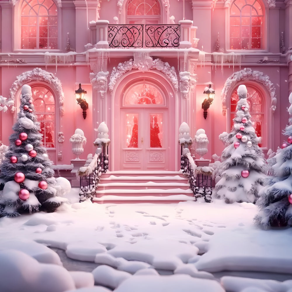 Toile de fond Noël Magasin de Jouets Entrée Enneigée Boutique Rose LXX59-190