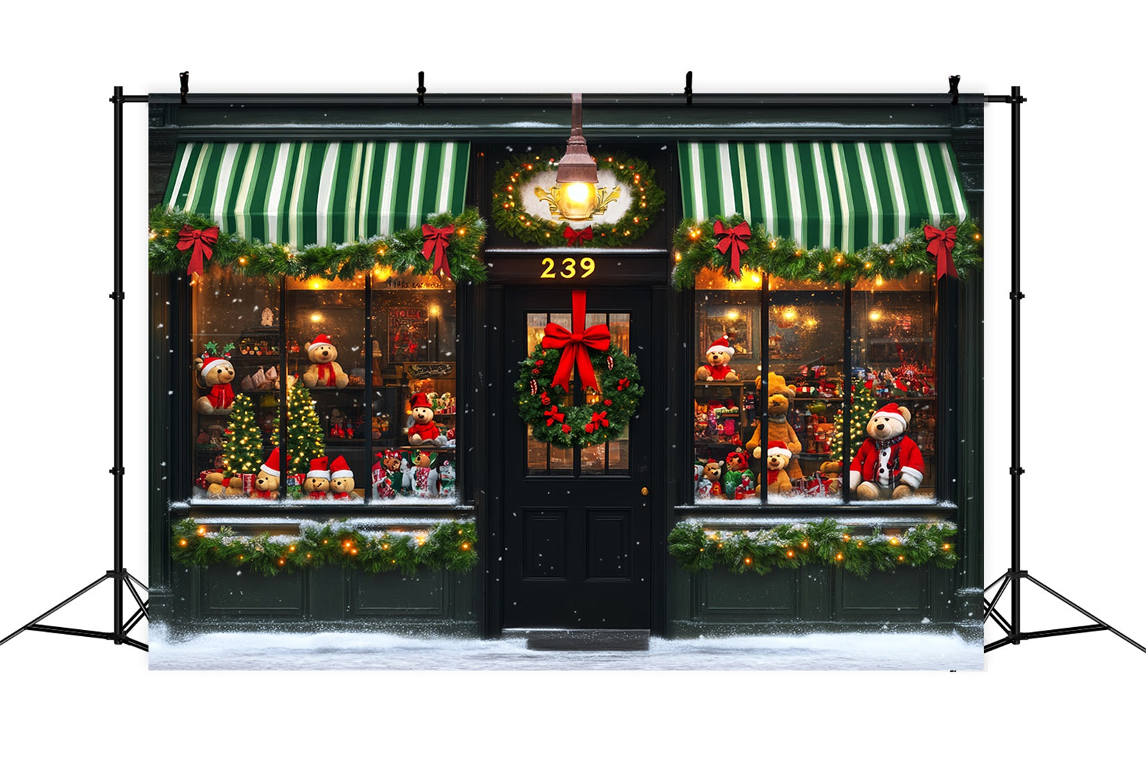 Toile de fond Noël Magasin de Jouets Devanture Ours en Peluche LXX59-192