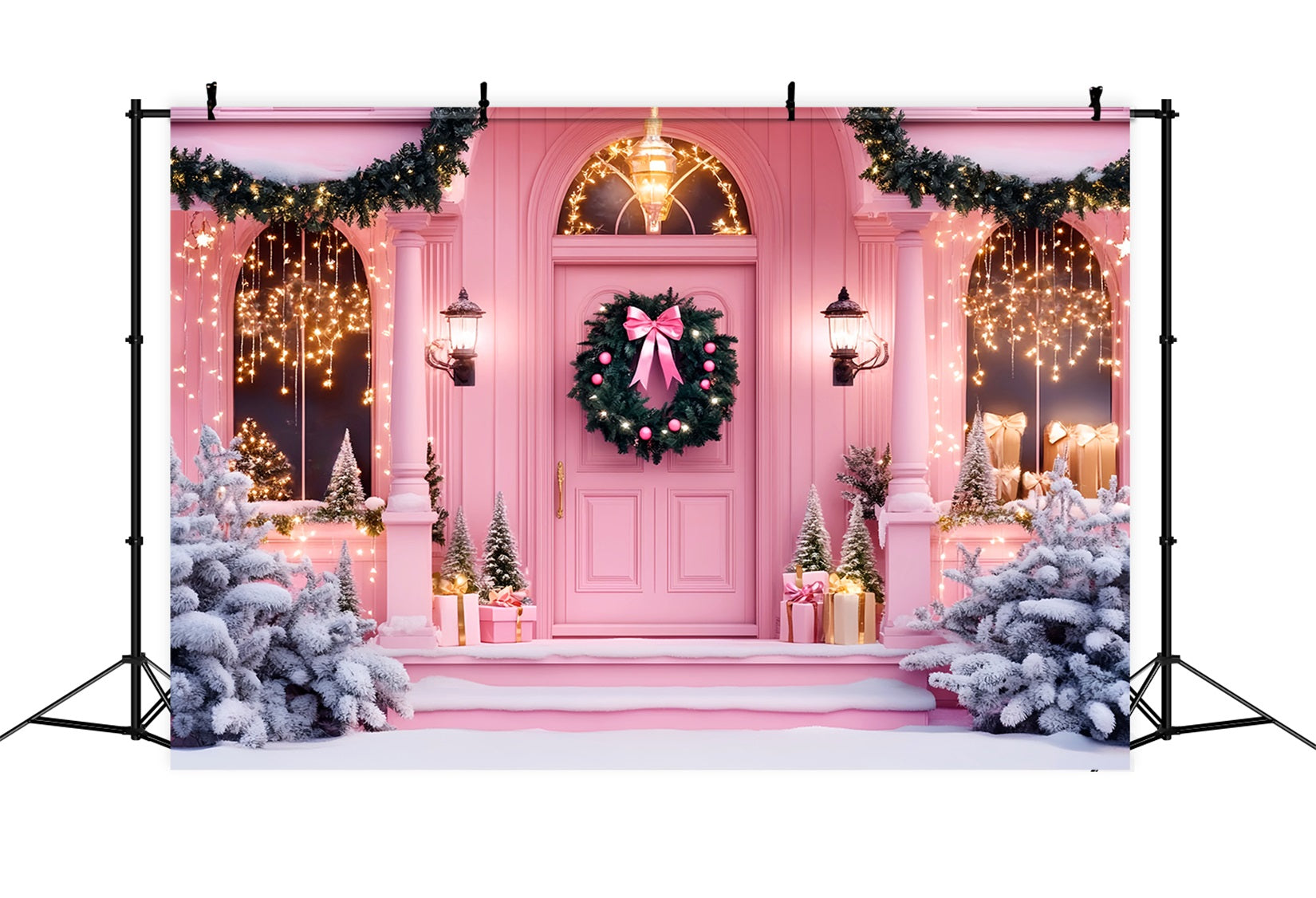 Toile de fond Noël Rose Entrée Festive Porte LXX59-198
