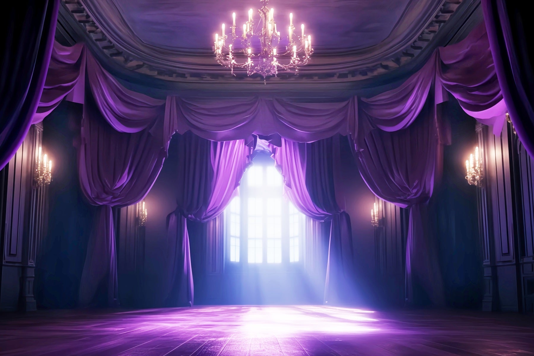 Toile de fond Danse Rideau Violet Lustre Éclat Studio LXX59-2