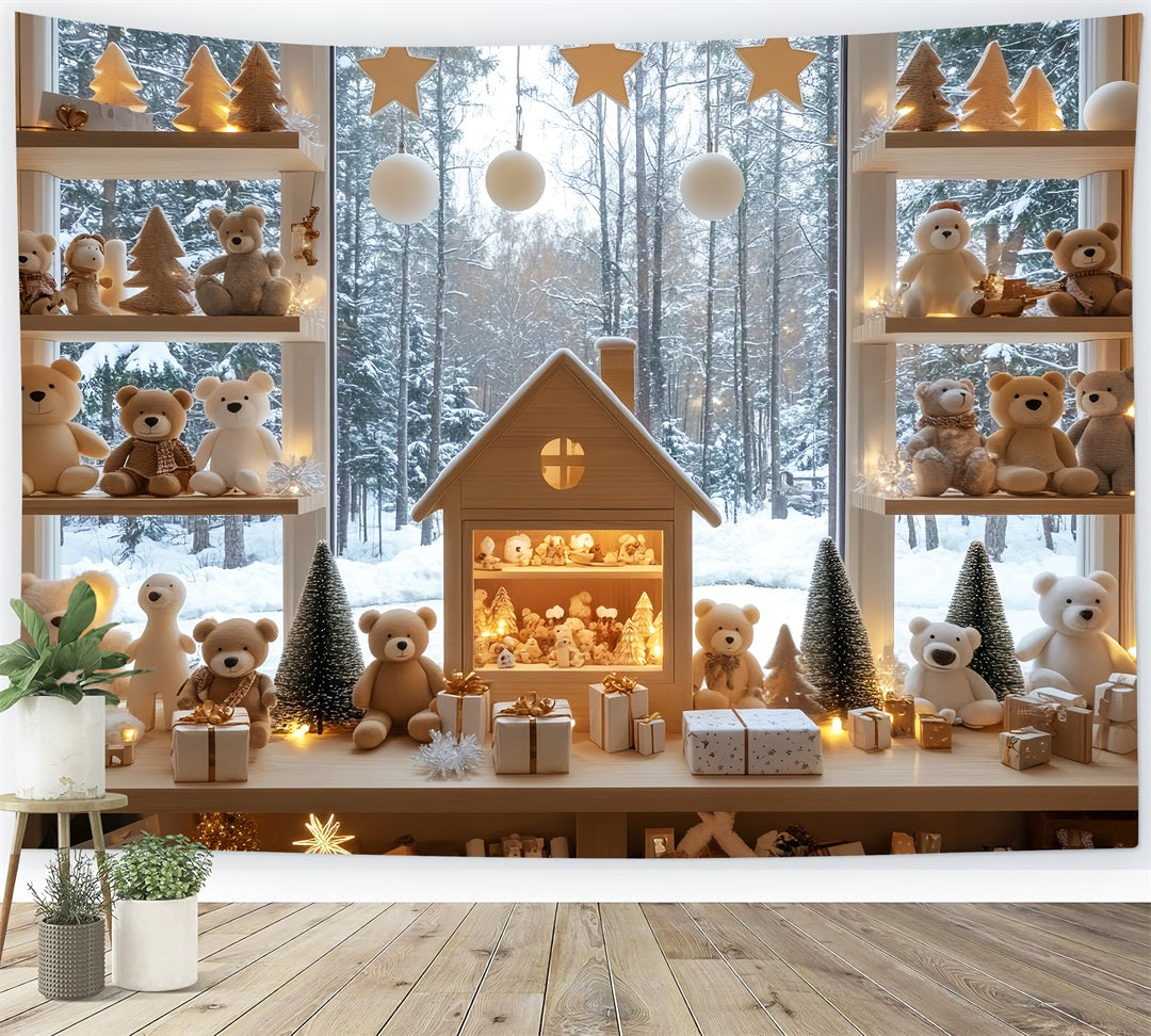 Toile de fond photo Noël Magasin de Jouets Exposition Ours Hivernale LXX59-200