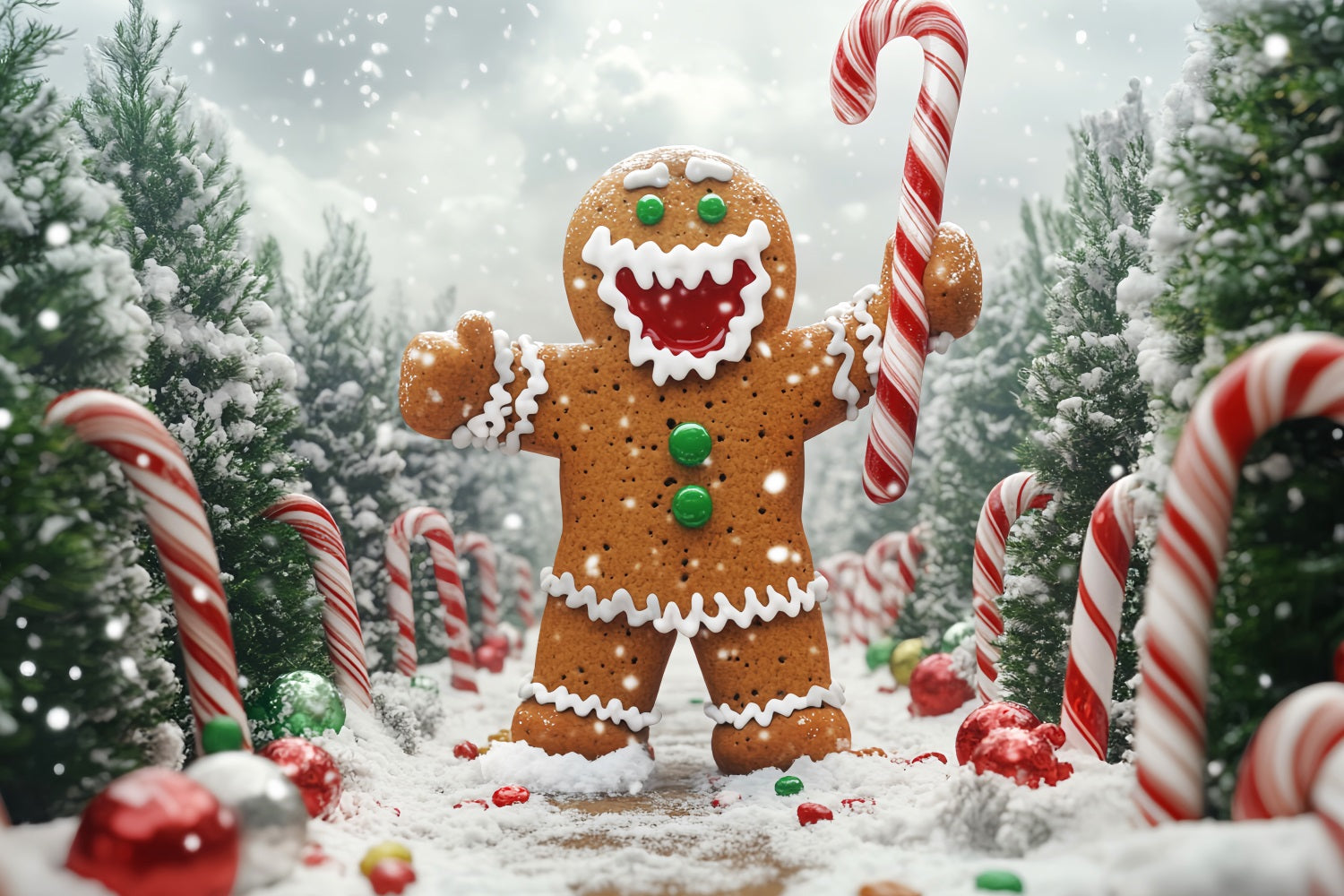 Toile de fond photo Noël Pain d’Épices Bonhomme Allée Sucrée LXX59-204