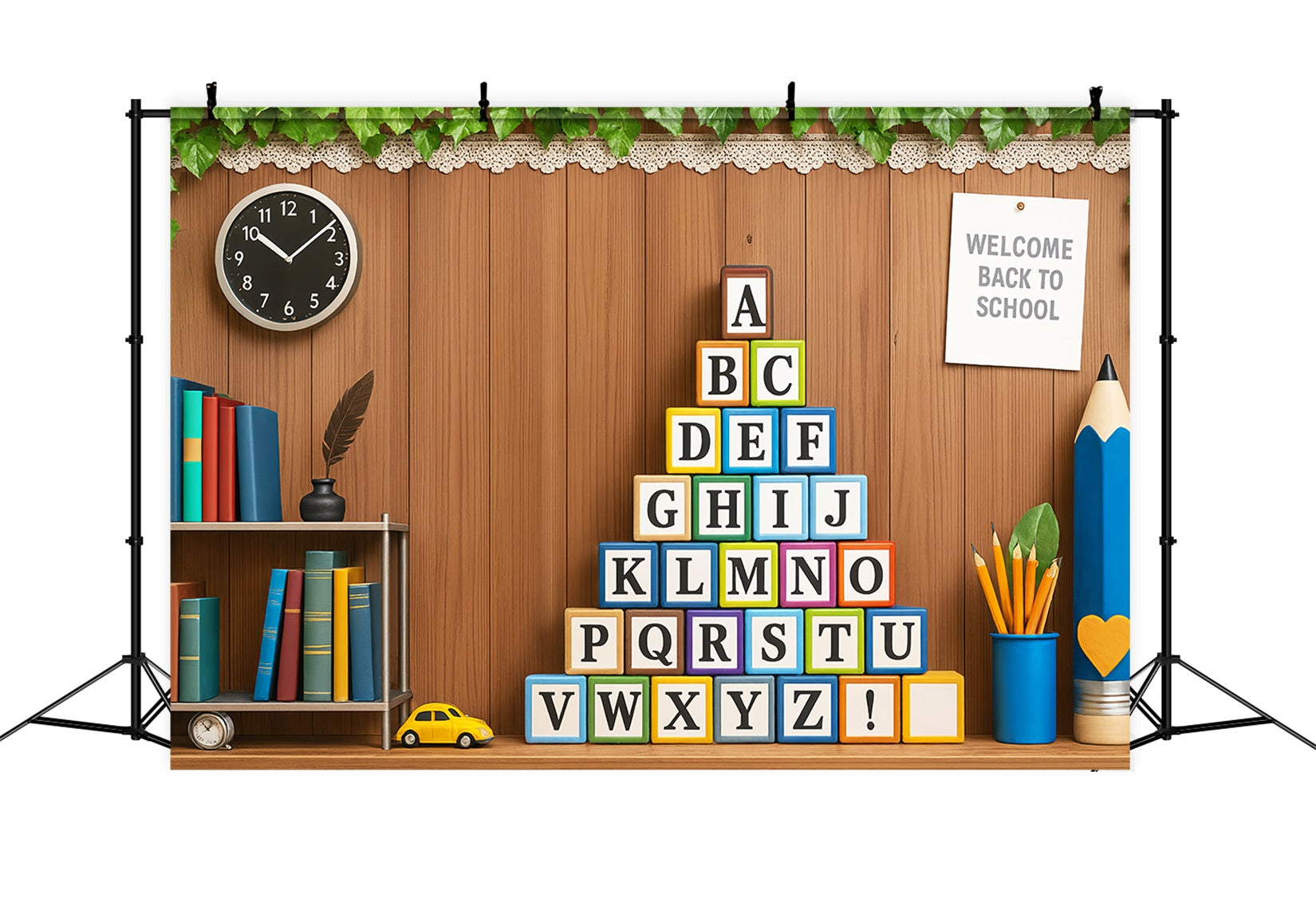 Toile de fond Retour à l'école Blocs Alphabet Bois Salle de Classe LXX59-210