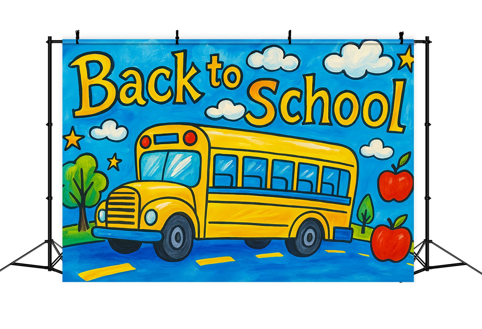 Toile de fond Retour à l'école Dessin Autobus Jaune Photo LXX59-222