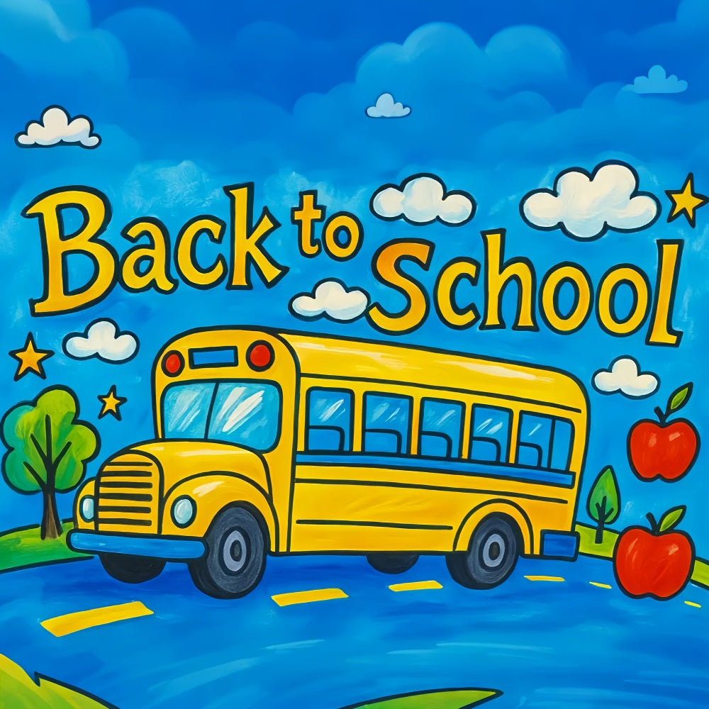 Toile de fond Retour à l'école Dessin Autobus Jaune Photo LXX59-222