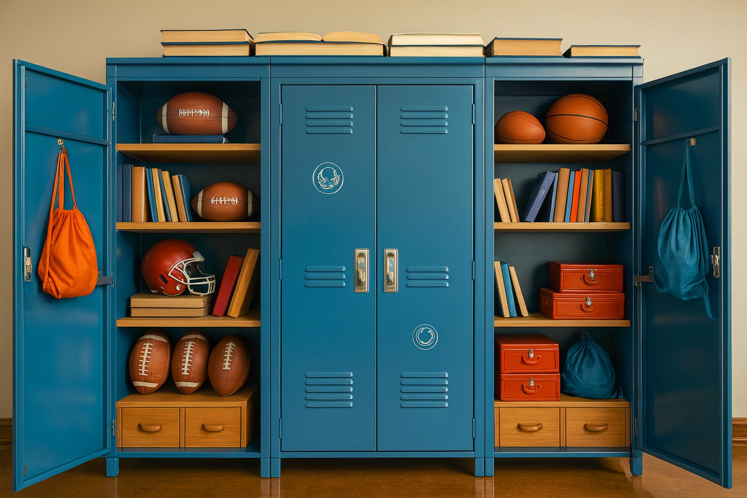 Toile de fond Retour à l'école Casier Sportif Étagère Livres Casier Scolaire LXX59-230