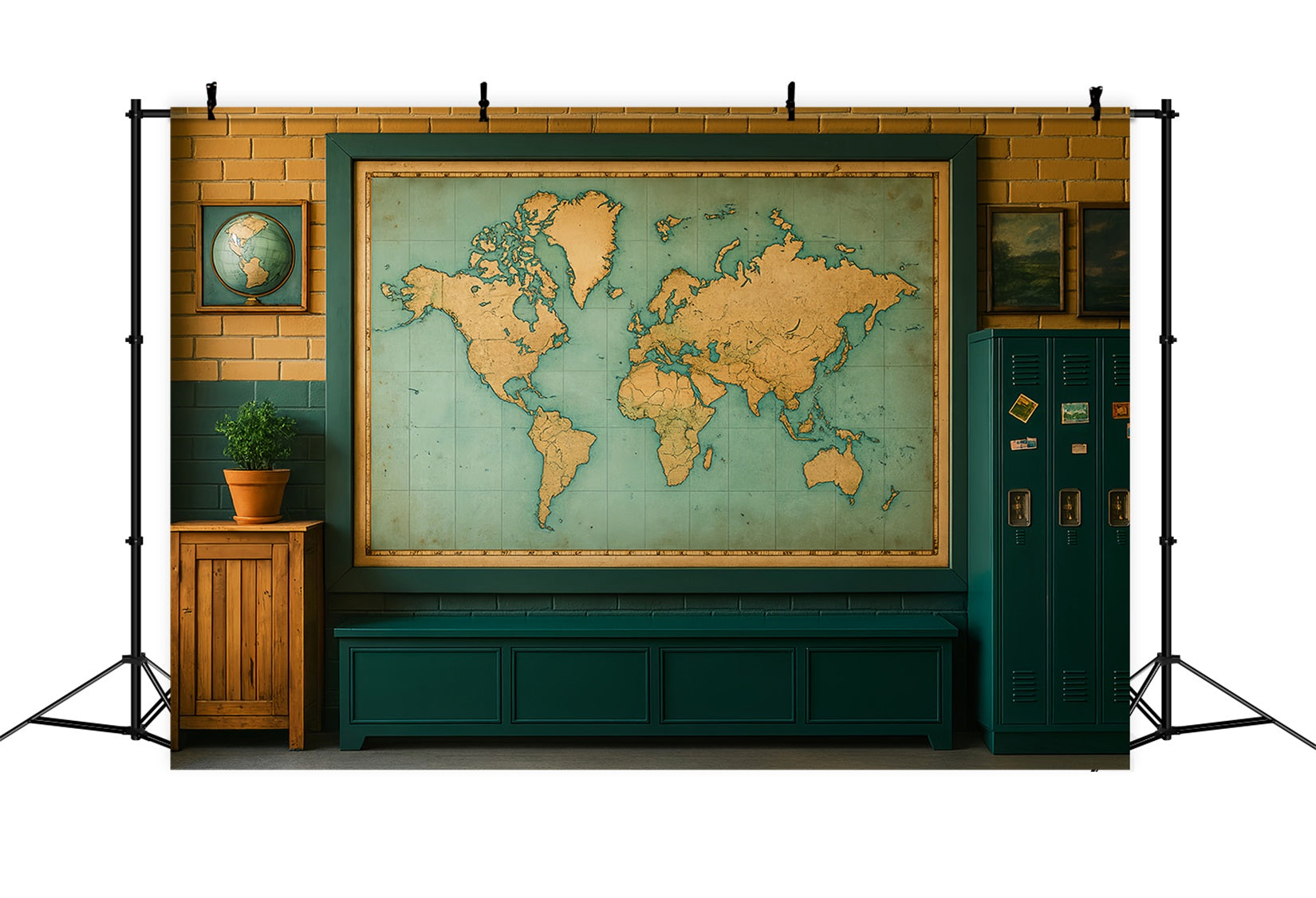 Toile de fond Retour à l'école Carte du Monde Mur Salle de Classe LXX59-232