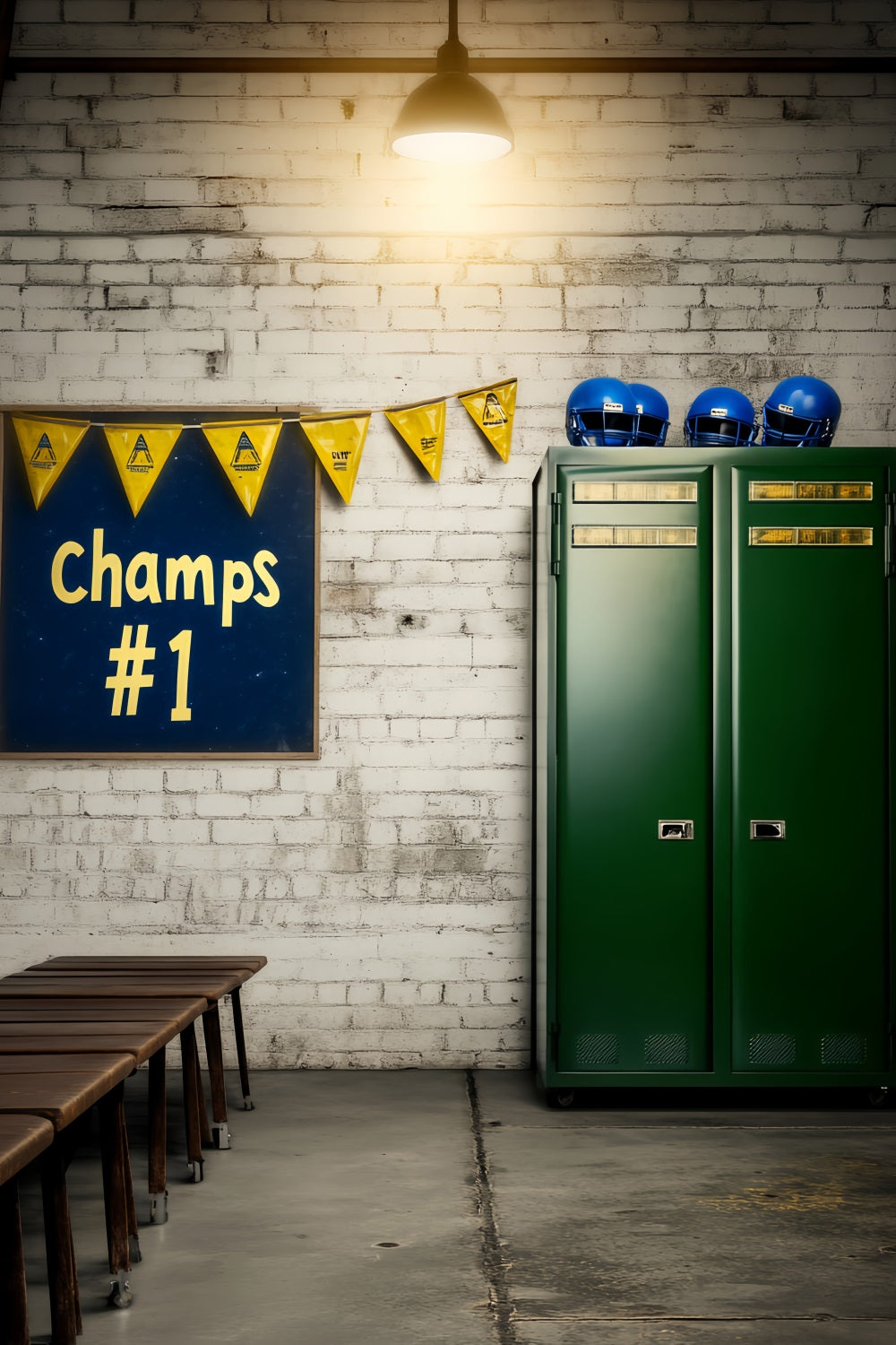 Toile de fond Retour à l'école Couloir Casiers Bannière Champions LXX59-233