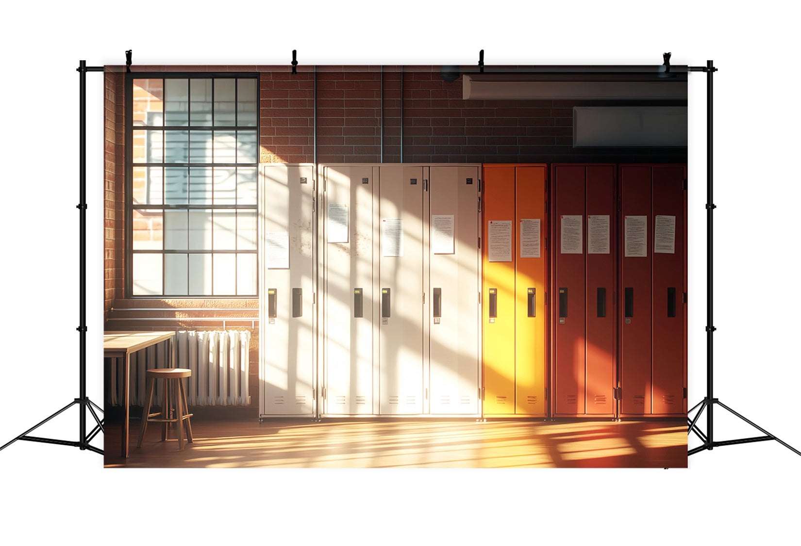 Toile de fond Retour à l'école Couloir Lumineux Casiers LXX59-235