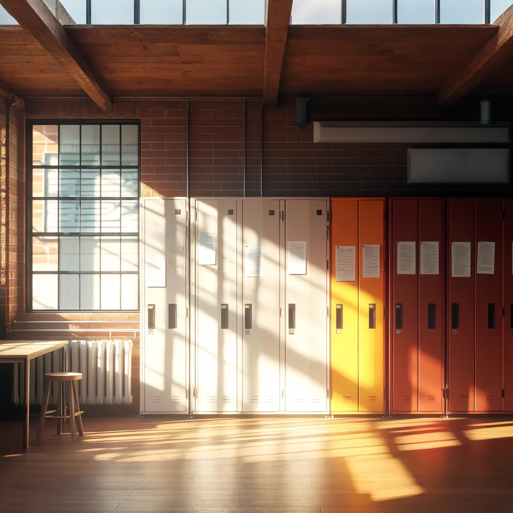 Toile de fond Retour à l'école Couloir Lumineux Casiers LXX59-235