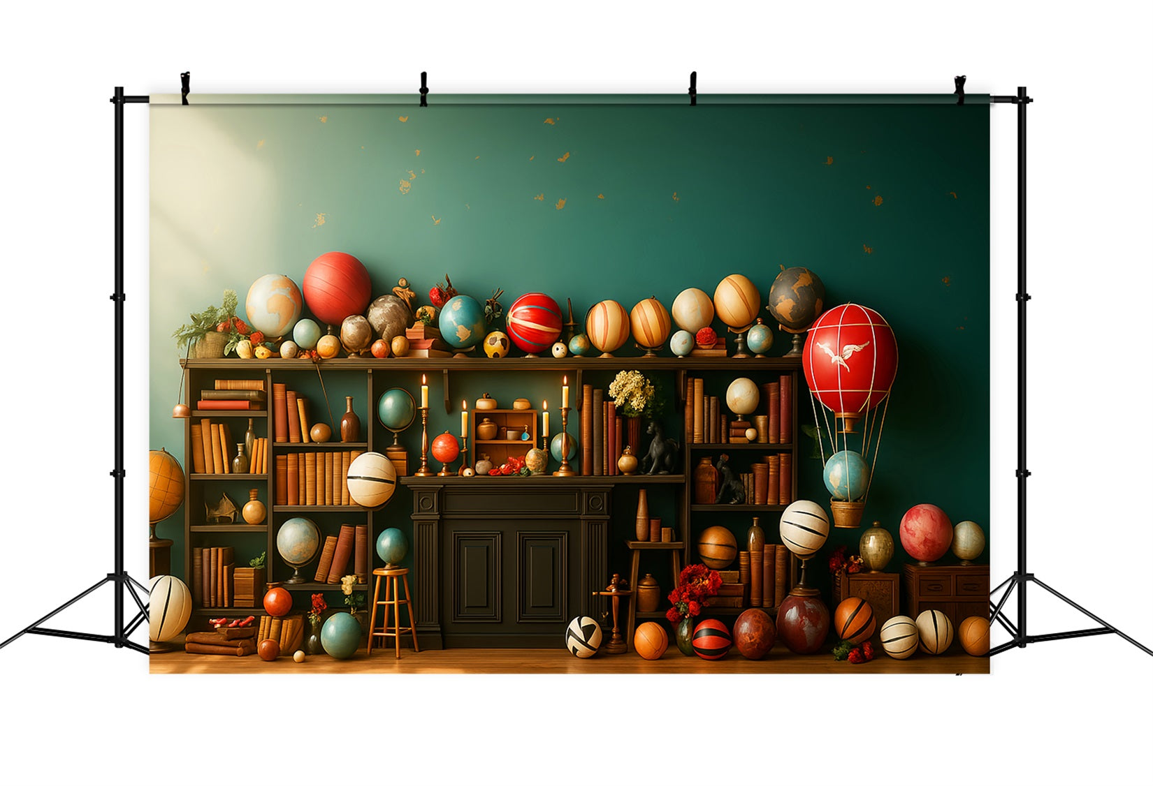 Toile de fond Retour à l'école Globe Fantaisiste Bibliothèque LXX59-240