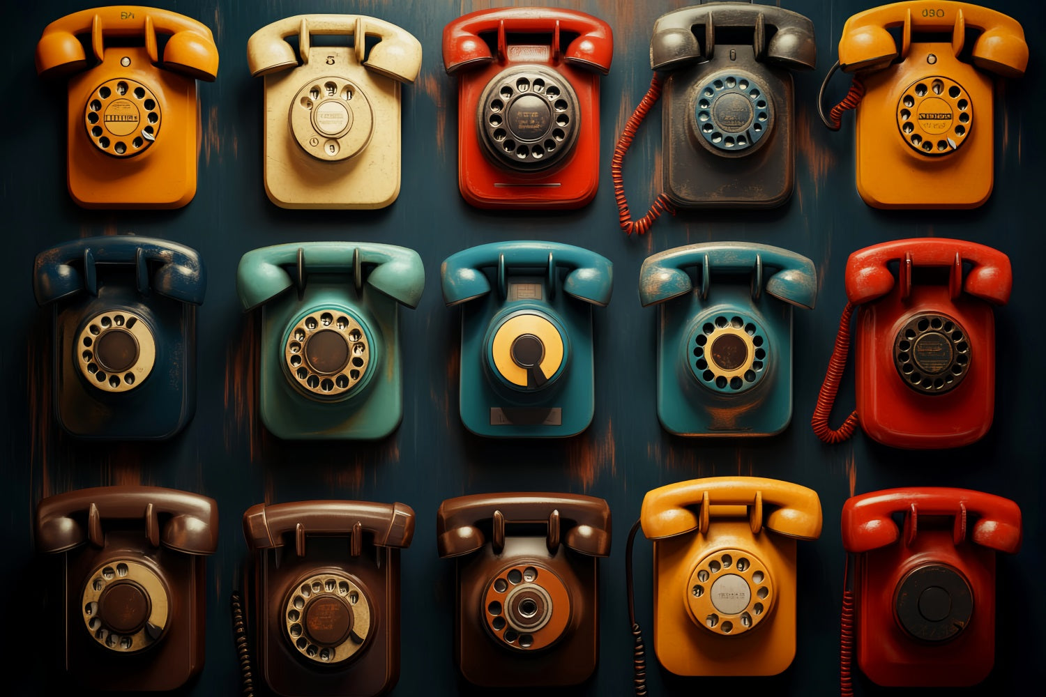 Toile de fond Retour à l'école Téléphones Vintage Colorés Mur LXX59-242