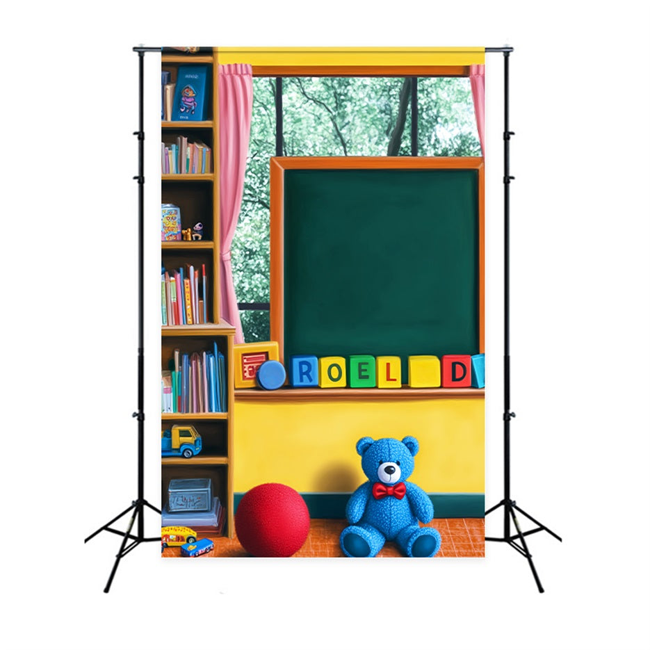 Toile de fond Retour à l'école Salle de Jeux Tableau Noir Jouets Étagère LXX59-250