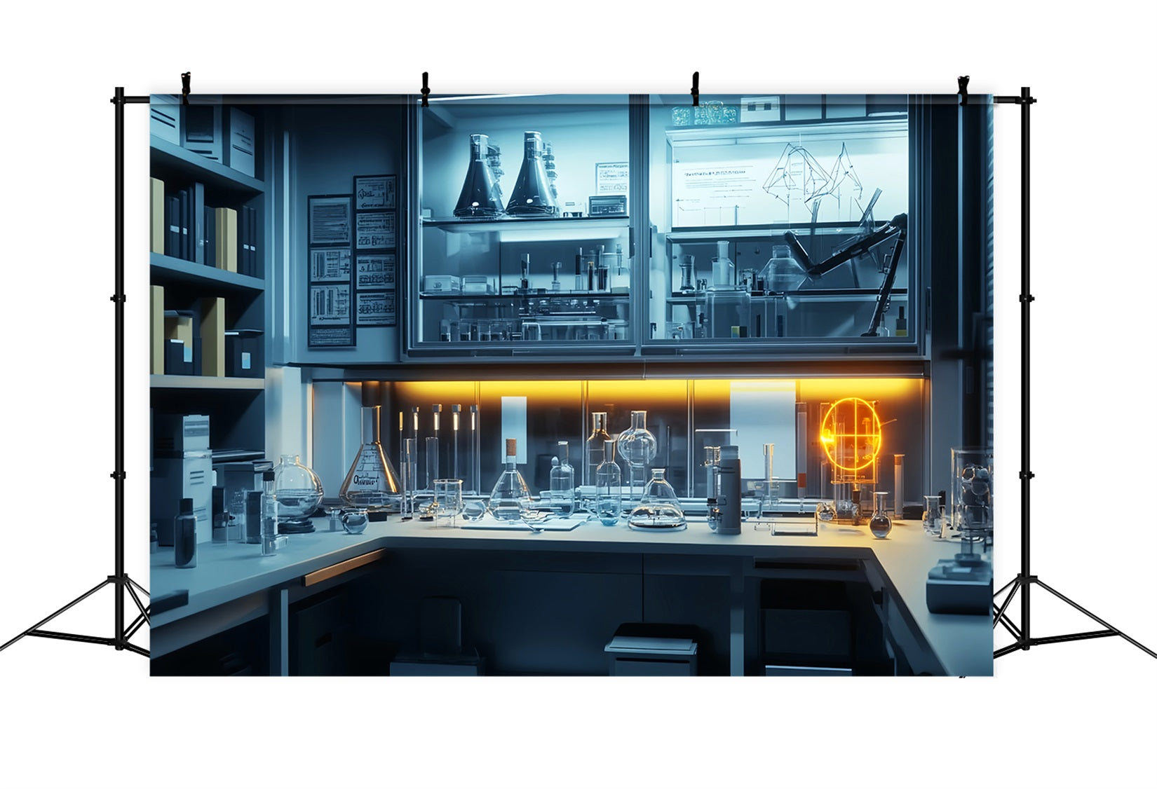 Toile de fond Retour à l'école Laboratoire Futuriste Néon Science Chimie LXX59-252