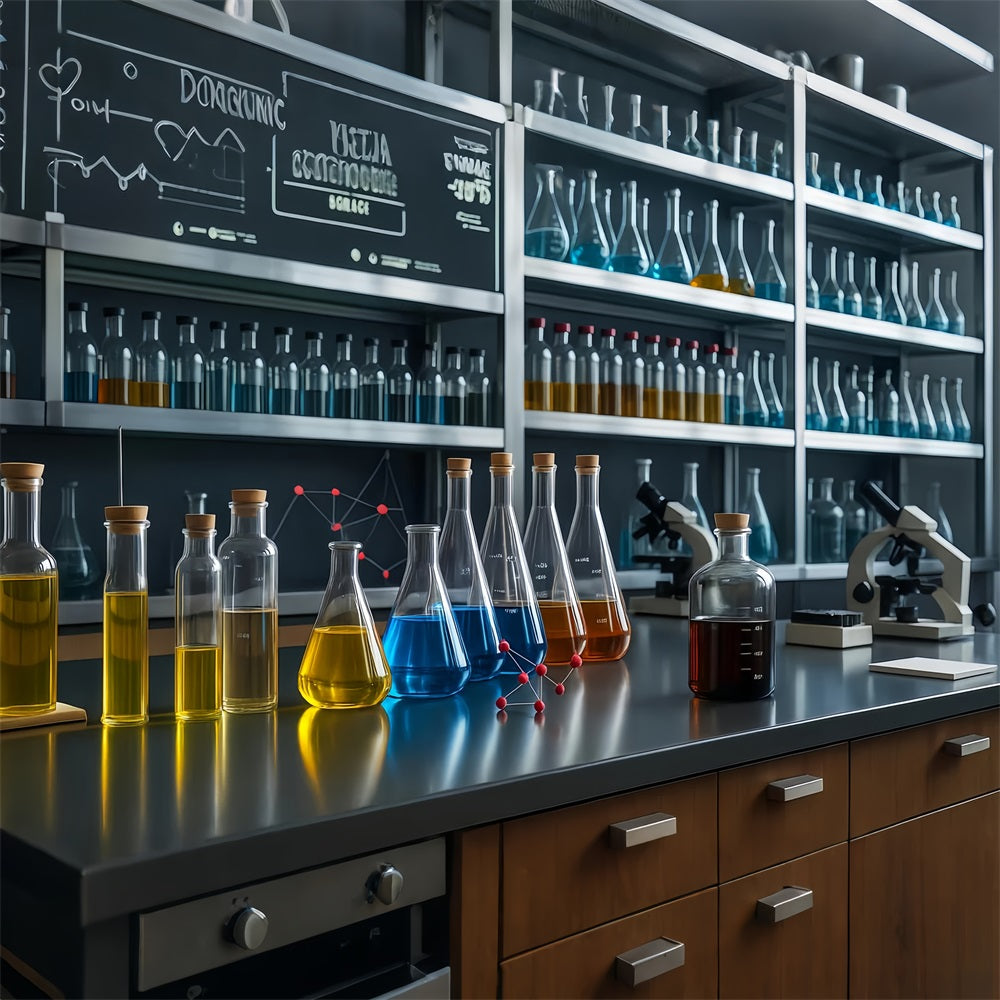 Toile de fond Retour à l'école Laboratoire Moderne Verrerie Chimie LXX59-253