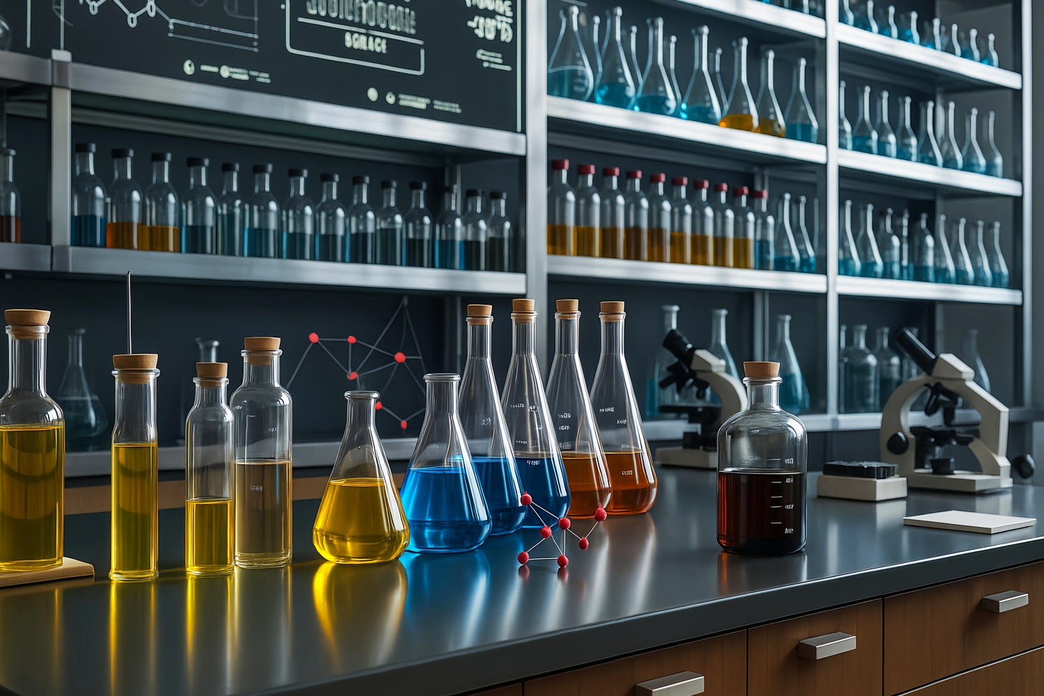 Toile de fond Retour à l'école Laboratoire Moderne Verrerie Chimie LXX59-253