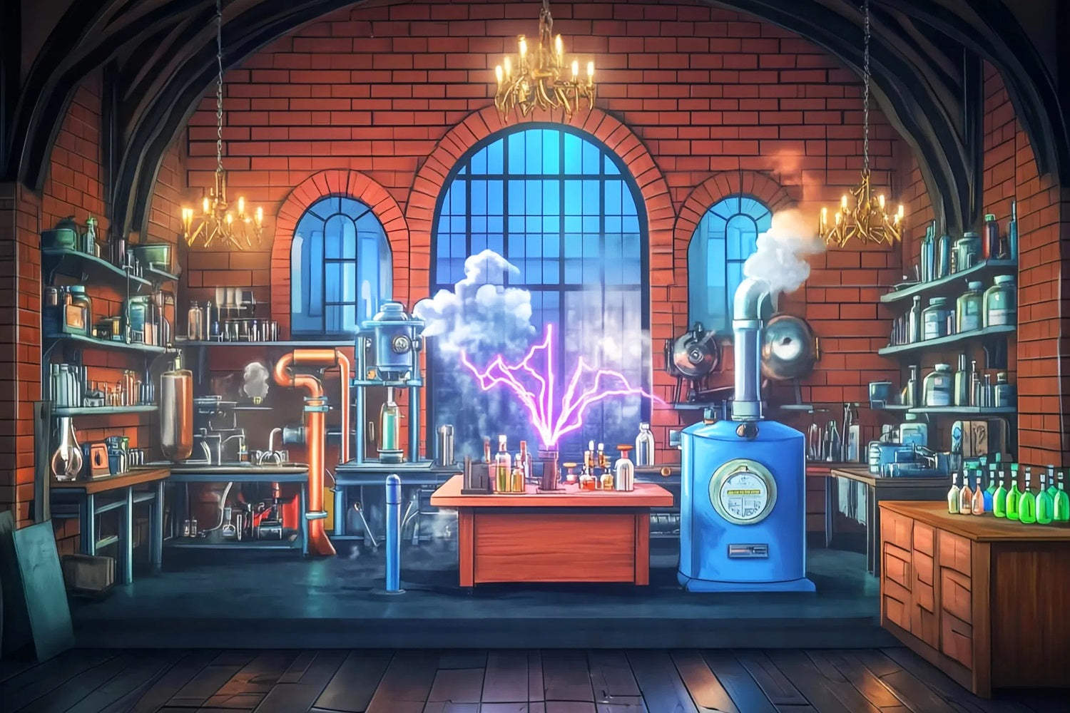 Toile de fond Retour à l'école Expérience Scientifique Vintage Laboratoire Chimie LXX59-255