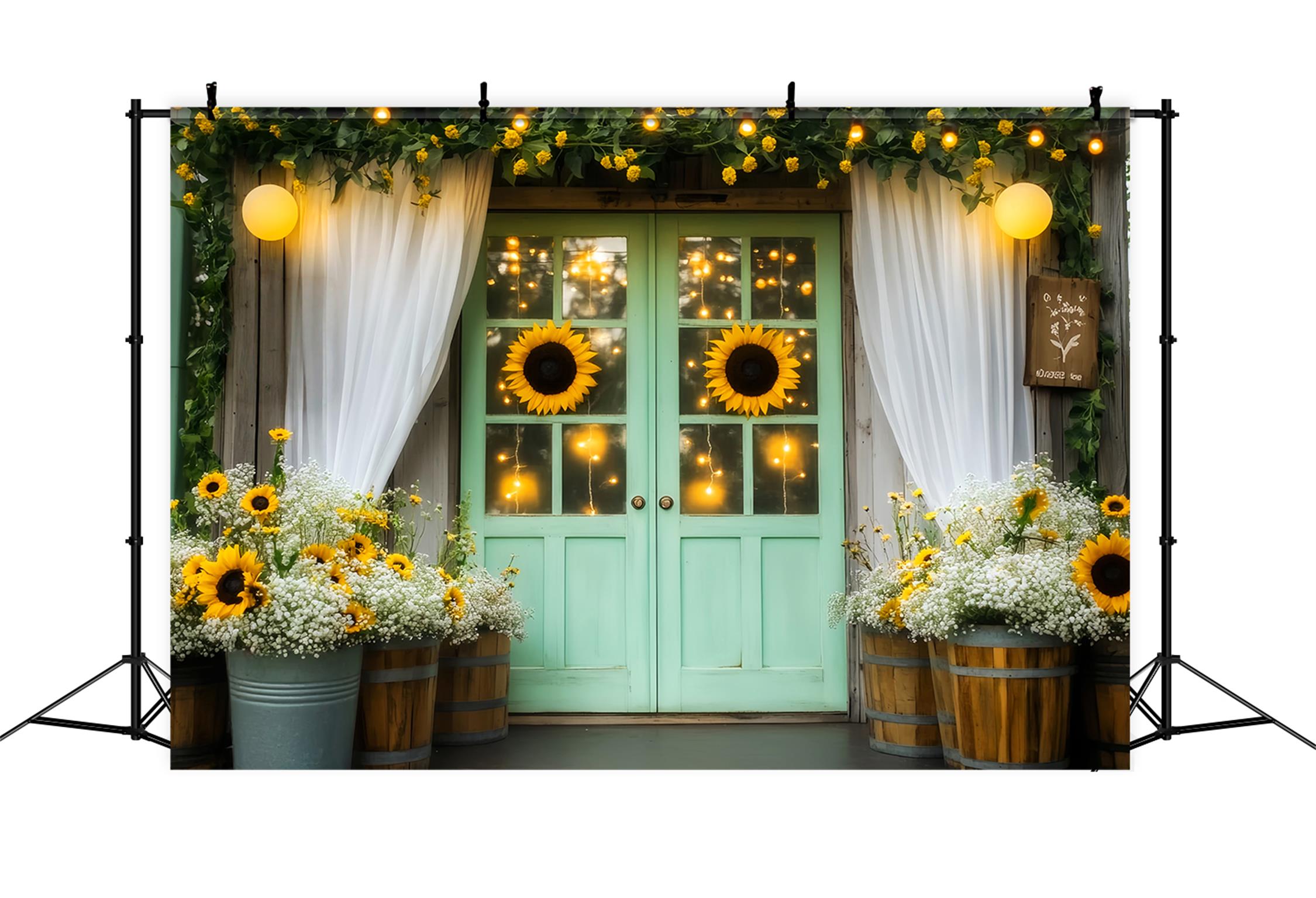 Toile de fond Automne Tournesols Dorés Lanternes Entrée LXX59-265